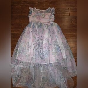 Zenzi Floral Girls Tulle Dress in Pink and Blue 7/8 NWOT